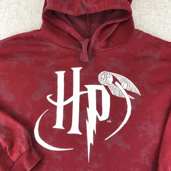 Wizarding World of Harry Potter Women's 1X  Crop Hoodie Sweatshirt Maroon Snitch - Picture 3 of 9